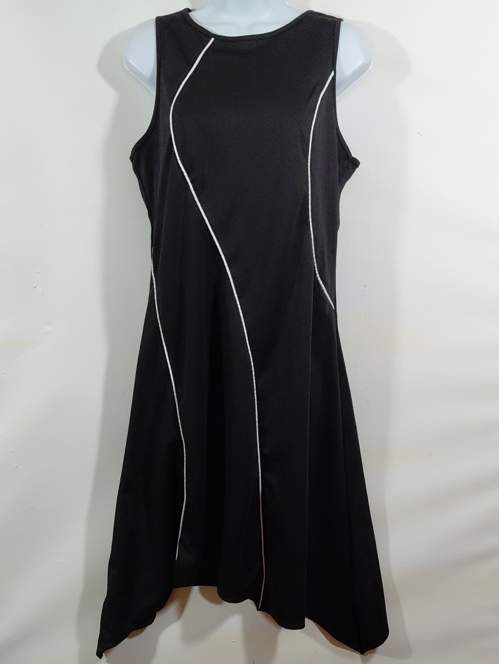 SHEIN Black Midi Dress with White Piping
